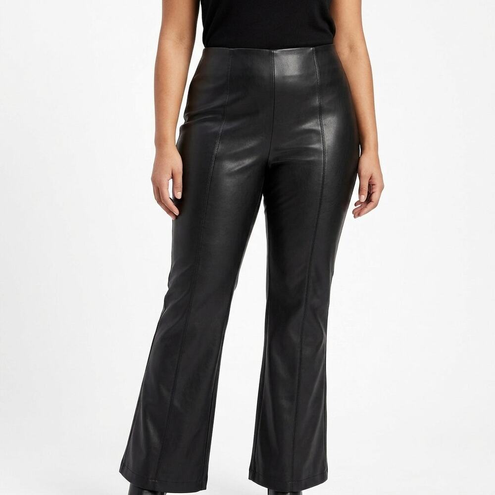 Banana Republic Fuax Leather Black Cropped Stretch Pants Women Size 14P